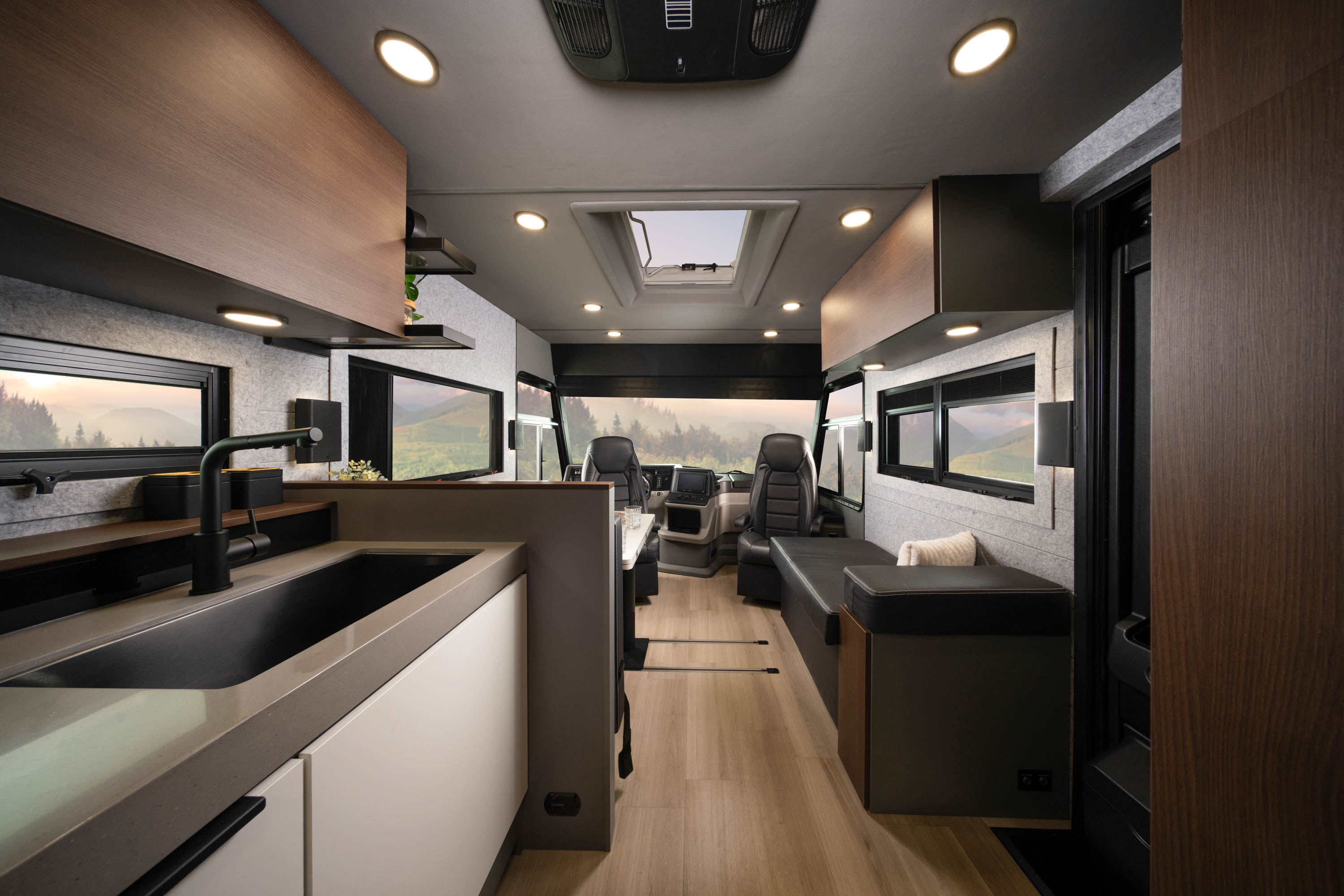 Interior view of the Entegra Embark lounge area with modern furniture.