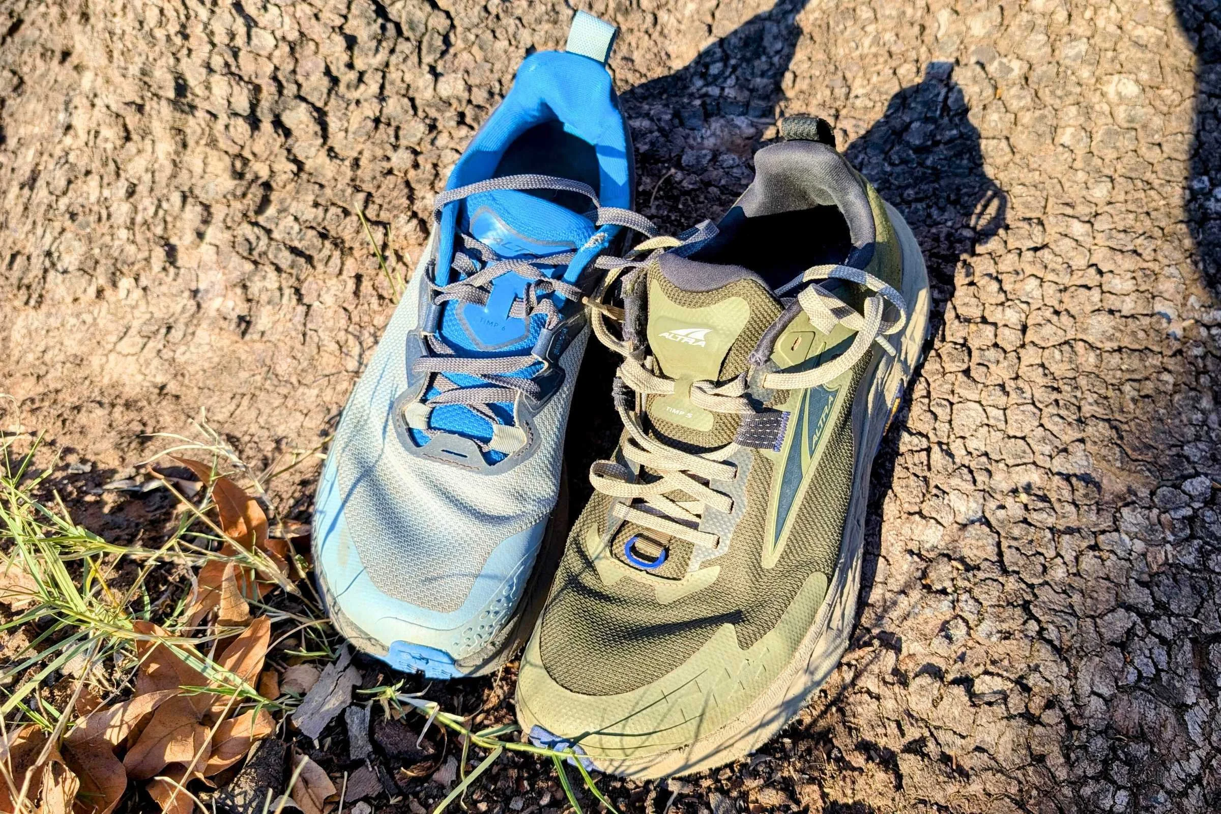 Side-by-side comparison of the Altra Timp 6 (left) and the older Timp 5 (right).