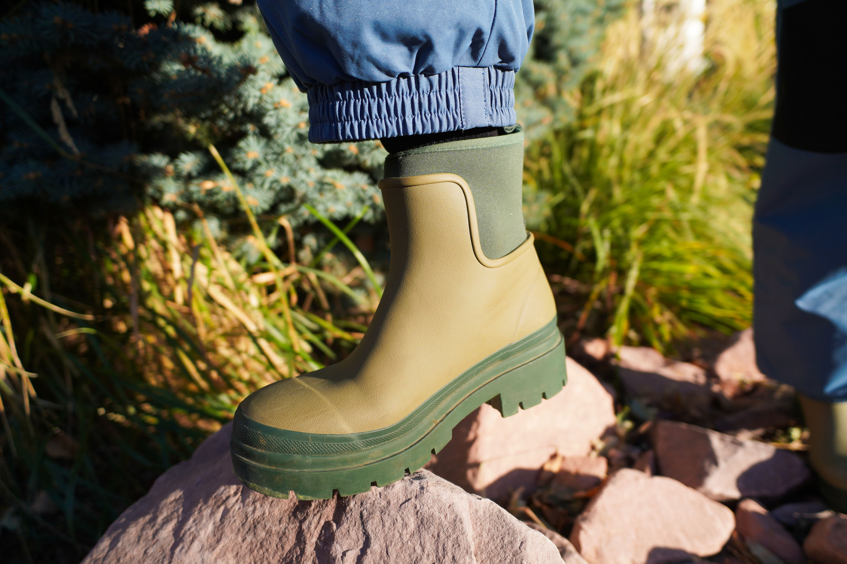 A demonstration of the Merry People Tully boot being worn to show fit and ankle height.