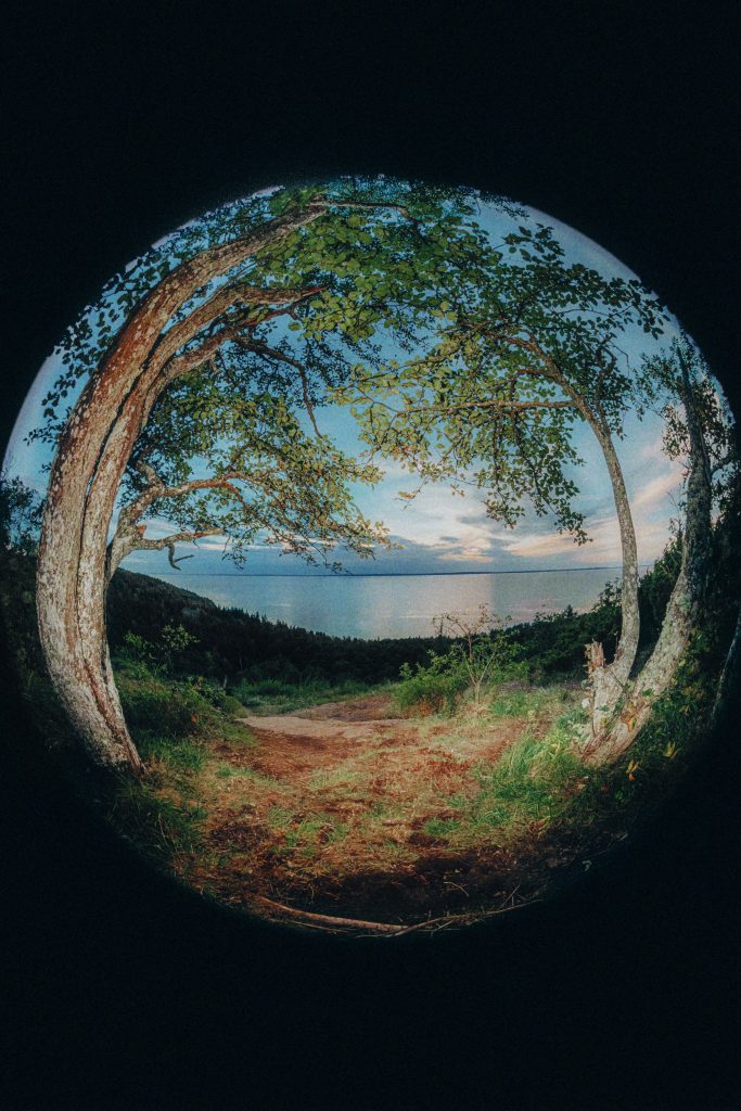 Model wearing technical hiking shorts and a lightweight top from Klättermusen.