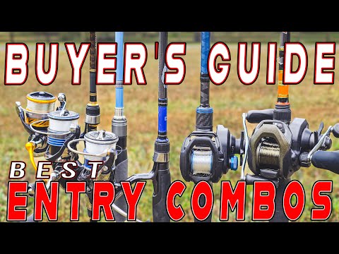 A variety of entry-level rod and reel fishing combos.