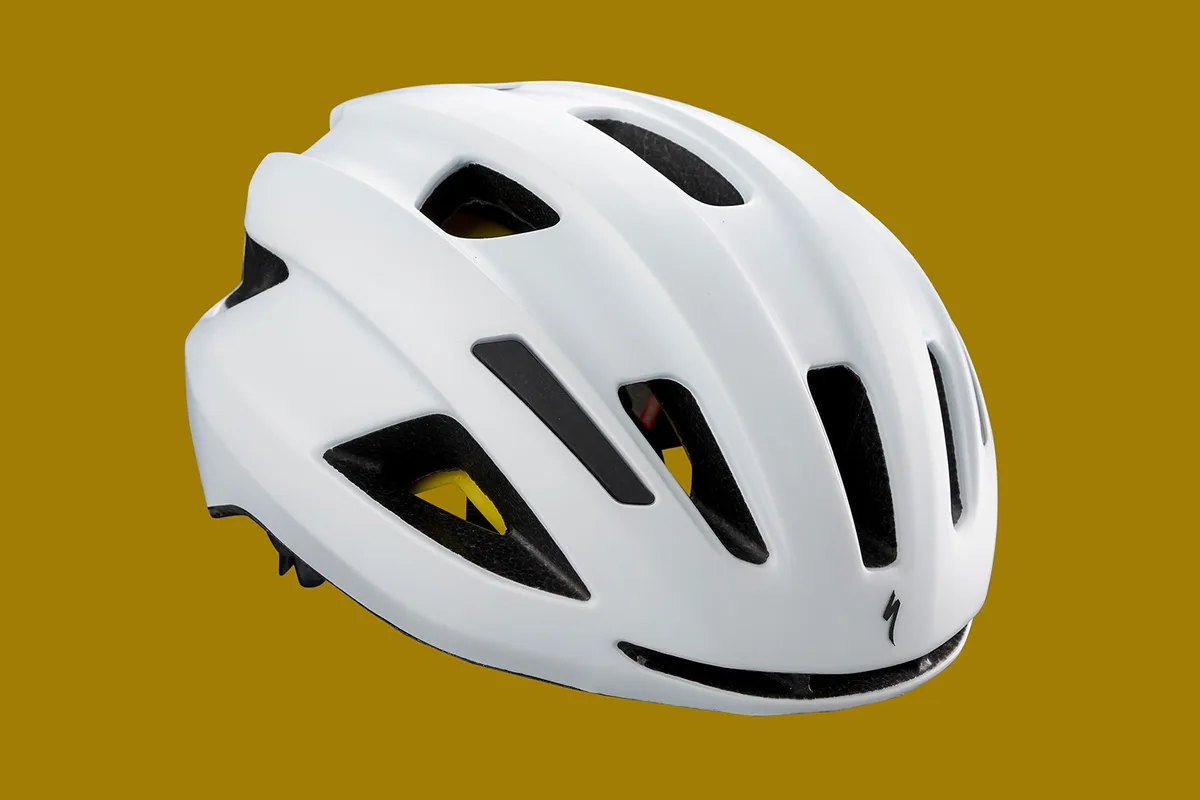 The Specialized Align II road helmet in white, showcasing its front ventilation ports.
