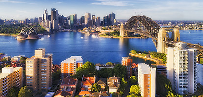 The Sydney Opera House and Harbour Bridge, representing the urban backdrop of the Gymkhana film.