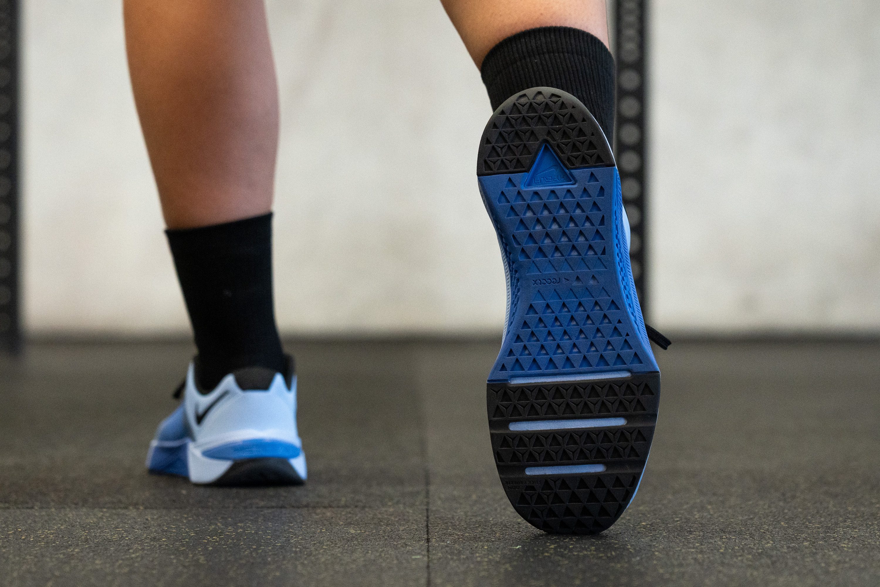 The underside of the Nike Metcon 10 showing the redesigned rubber tread pattern.