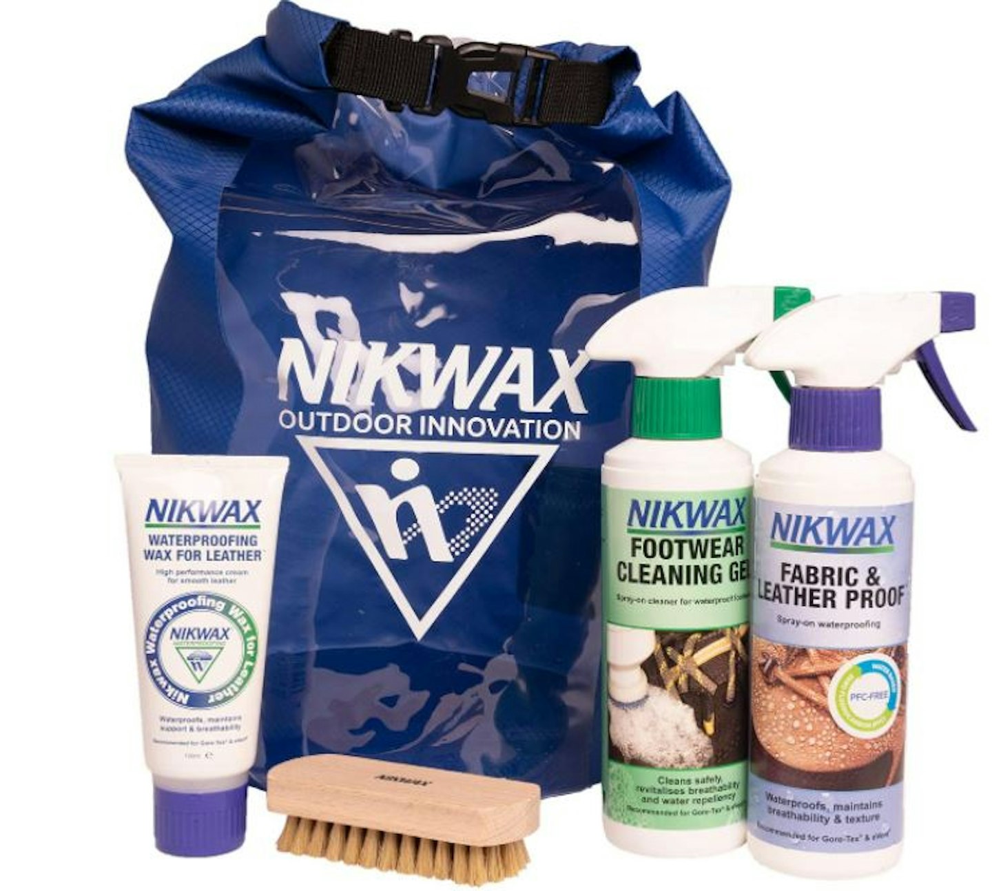 Nikwax cleaning and waterproofing kit for technical footwear.