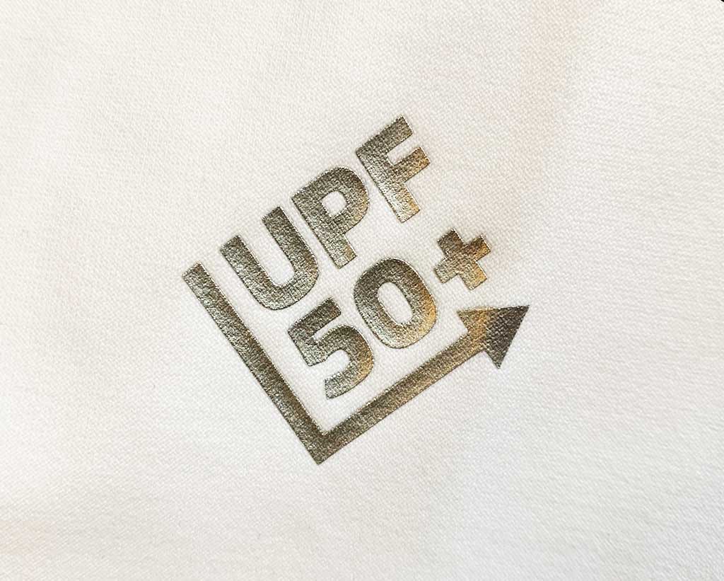 An infographic illustrating how UPF rated fabric blocks UV radiation.