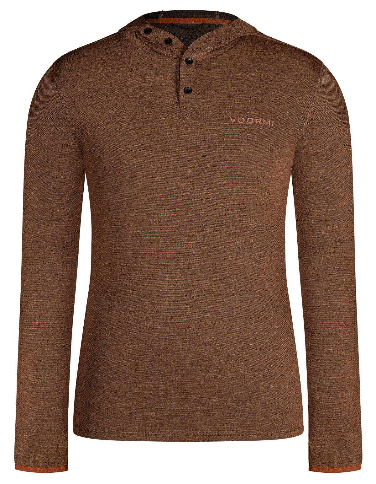 Product shot of the Men's River Run Hoodie in Moab orange colorway