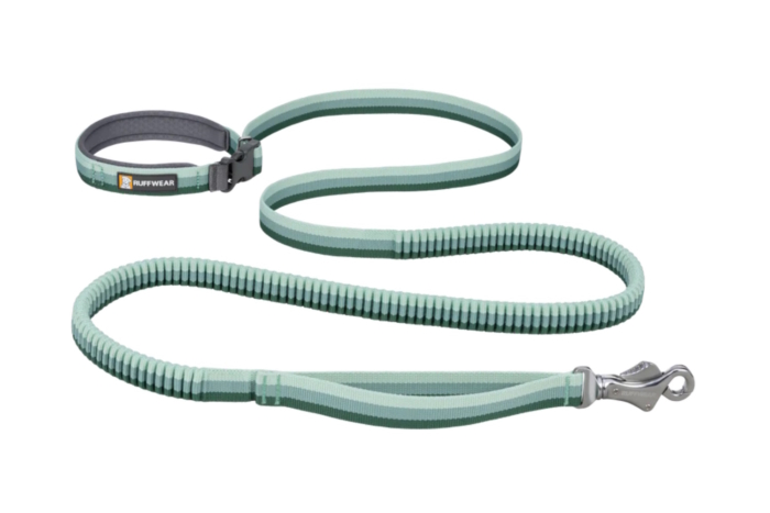 Ruffwear Roamer Bungee Dog Leash featuring a padded waist belt and secure swivel clasp.