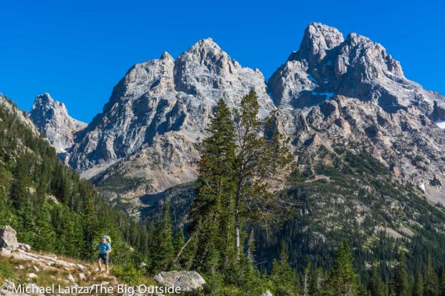 Backpacker walking the Teton Crest Trail in Grand Teton National Park