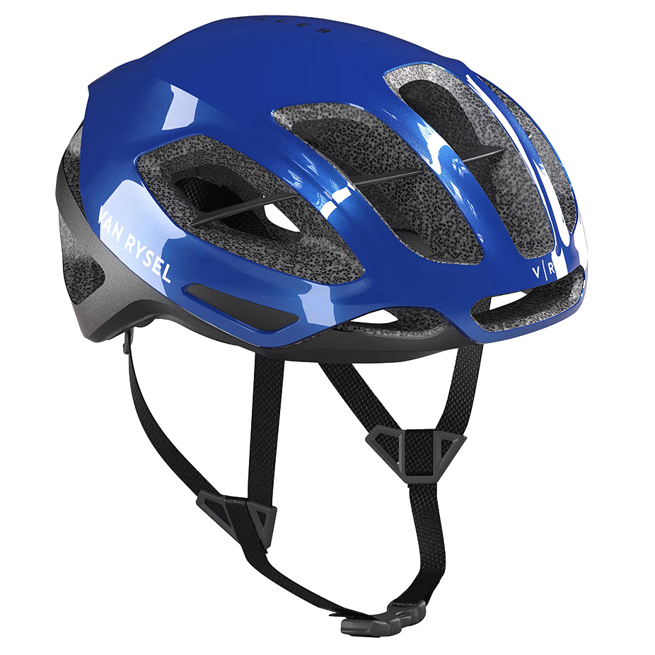 Blue Van Rysel RCR MIPS helmet showing protective construction