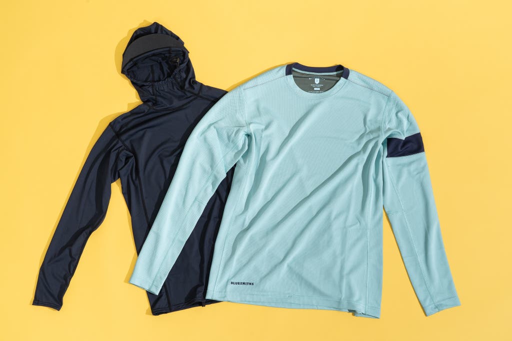 Technical water shirts including the Bluesmiths Kanaha and Patagonia R0.