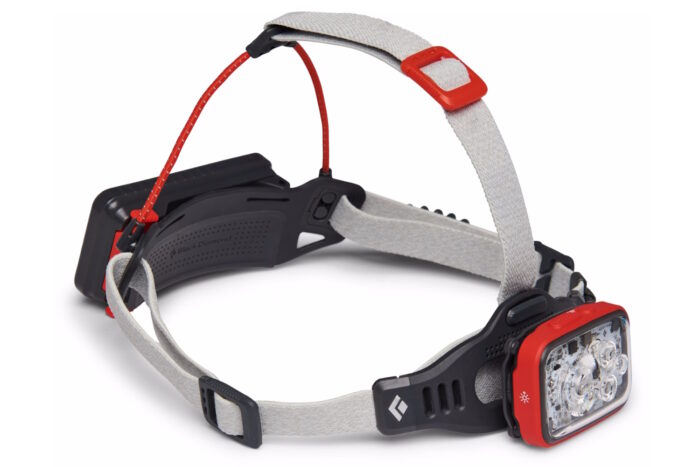 A Black Diamond Distance 1500 headlamp designed for high-speed night movement.