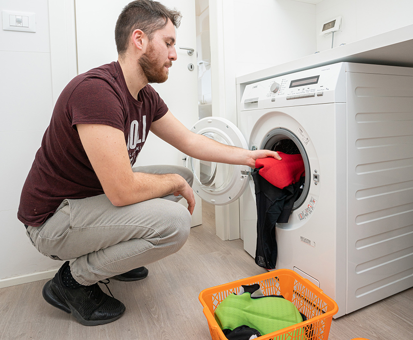 Cycling shorts turned inside out to expose the chamois pad for drying.